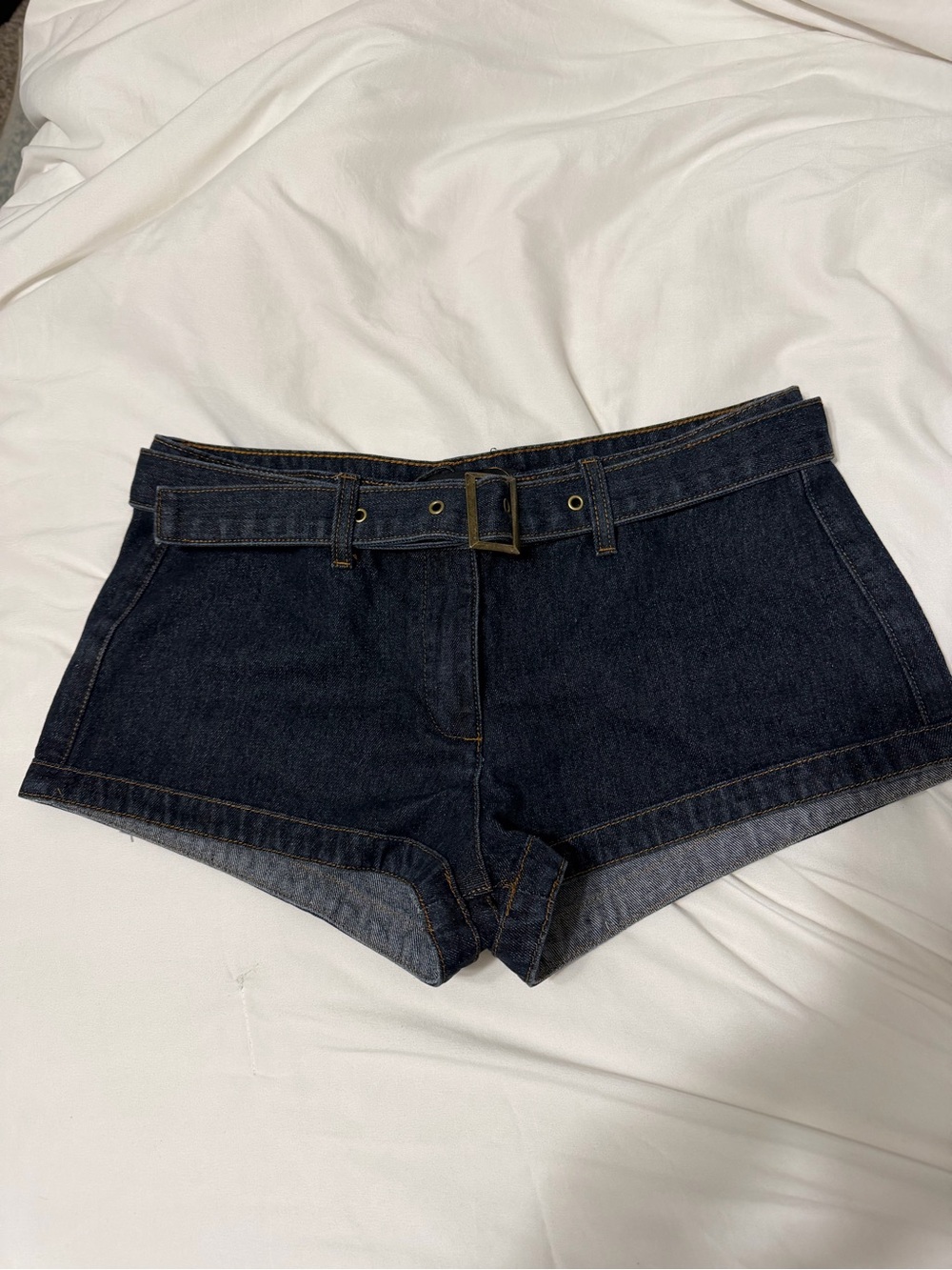 Lioness Dark Indigo Belted Denim Shorts